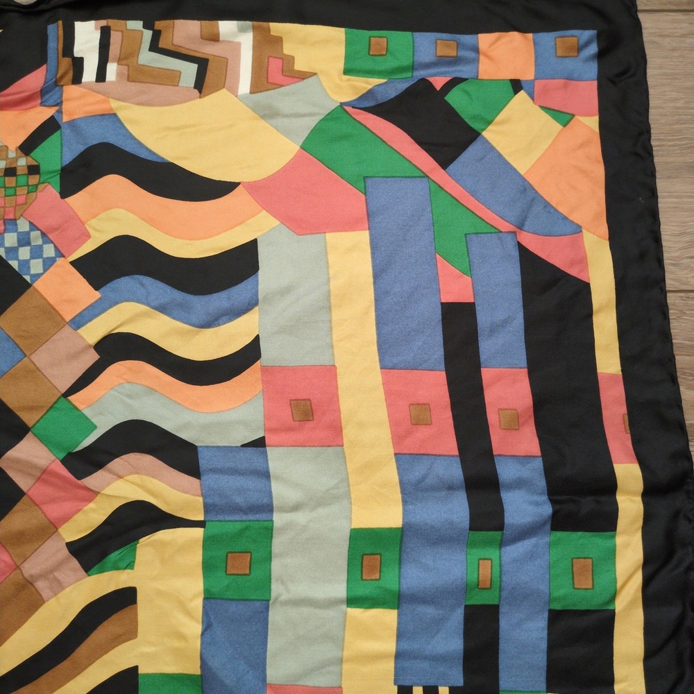 Vtg Liberty of London Silk Scarf Collier Campbell Bauhaus Geometric Abstract - Picture 7 of 9